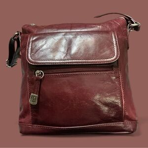Giani Bernini Burgundy Leather Crossbody Purse Merlot